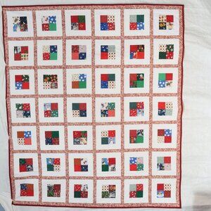 New, handmade Christmas patchwork twin size quilt soft flannel snowflake back